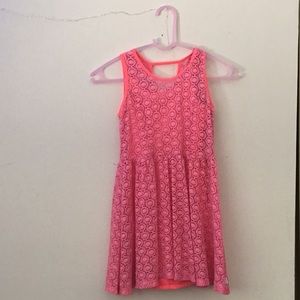 Pink lace dress with a pink attachable slip